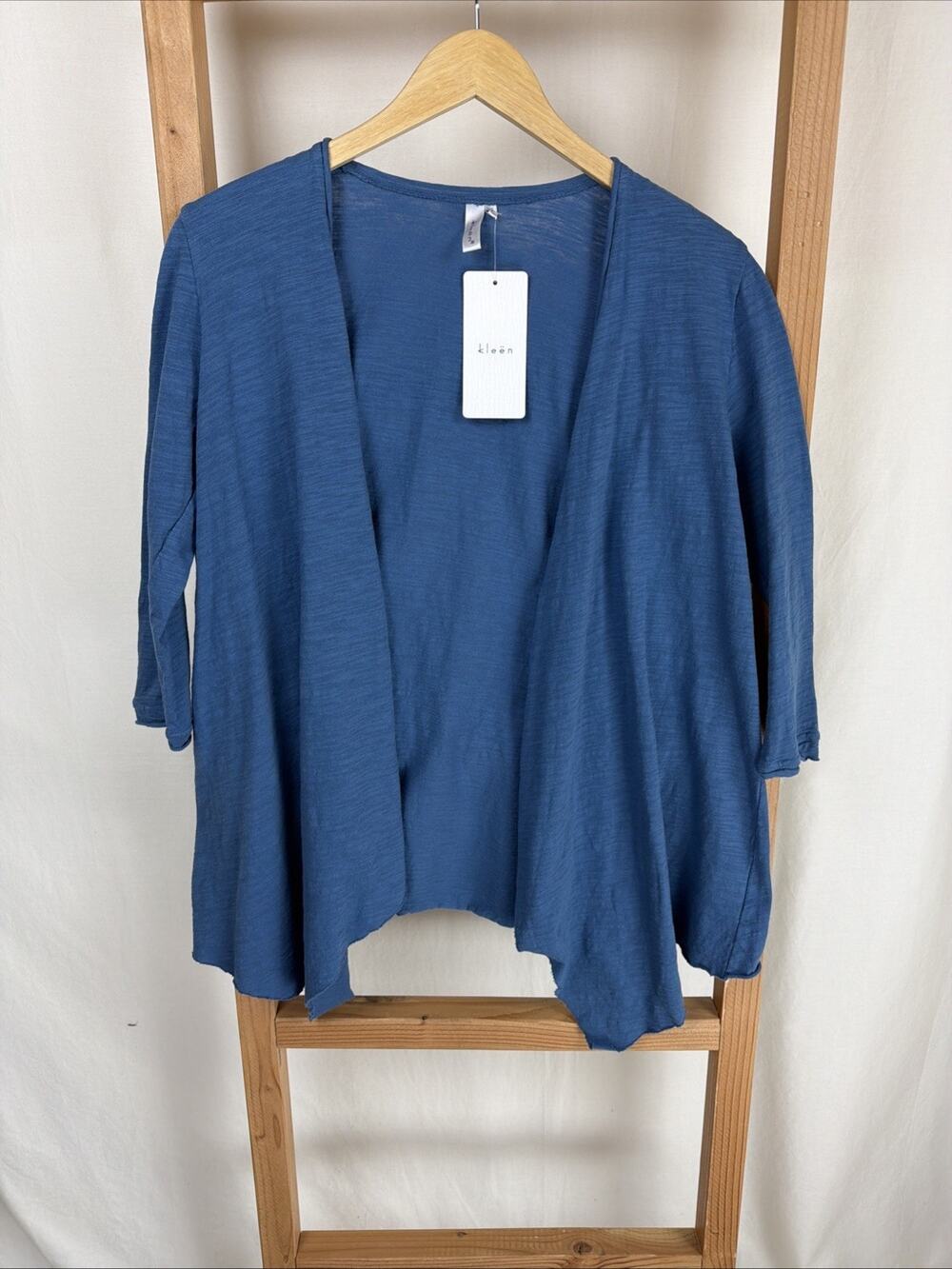 mNWT Kleen Blue 3/4 Sleeves Cotton Cardigan XS #0802